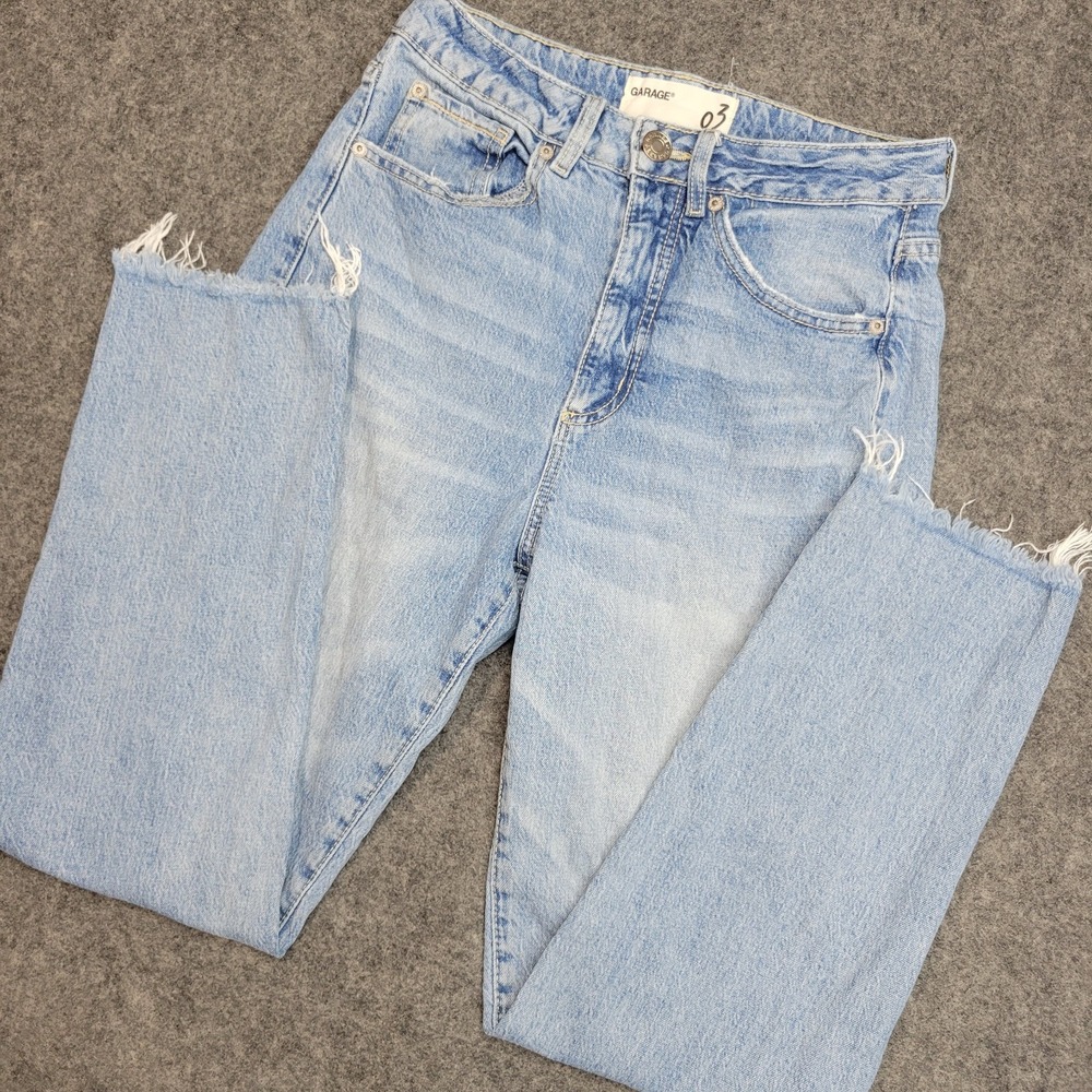 Garage Jeans Womens 3 Blue Denim Casual High Rise Comfort Fit Skinny Leg Raw Hem
